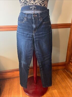 J. Crew Mercantile High-Rise Slim Straight Jeans - Dark Indigo Wash